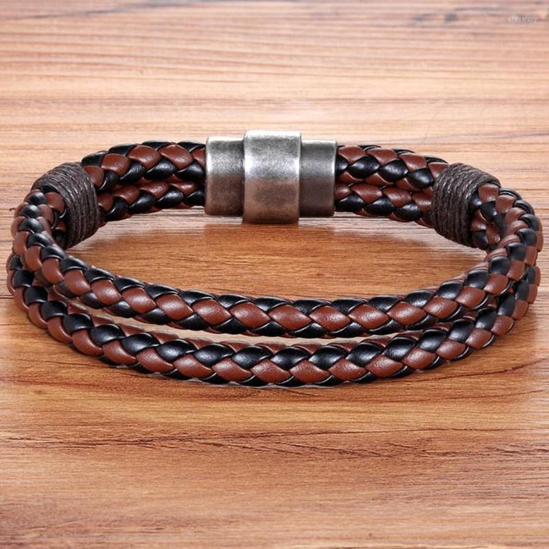 

Charm Bracelets XQNI Special Design Leather Bracelet For Men Stitching Combination Double Layer Rope Jewelry Male 5 Colors Choices