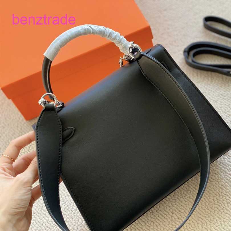 

Herme Kely bags for women online shop Leather 2022 new top layer cowhide cross chain lo catch portable shoulder T7AZ, Black3
