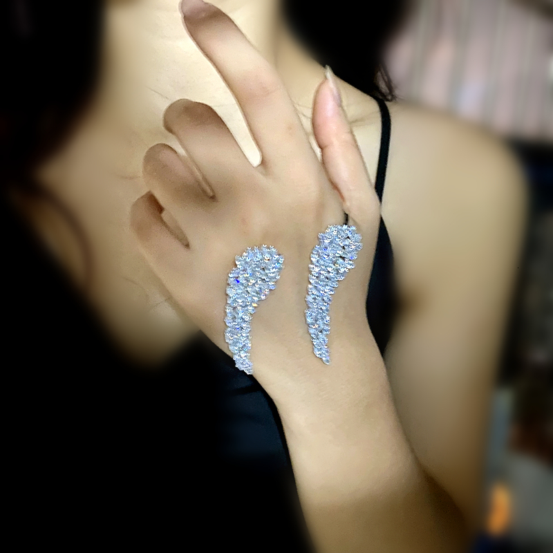 

Bangle Plant Leaf Crystal Hand Palm Bangle 925 Silver Color Cubic Zirconia Cuff Bracelet Prom Jewelry Handlets For Women 221206