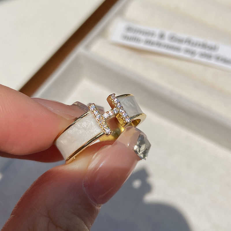 

Designer Hamase h ring Letter H Open Ring Female Small Design ins Simple