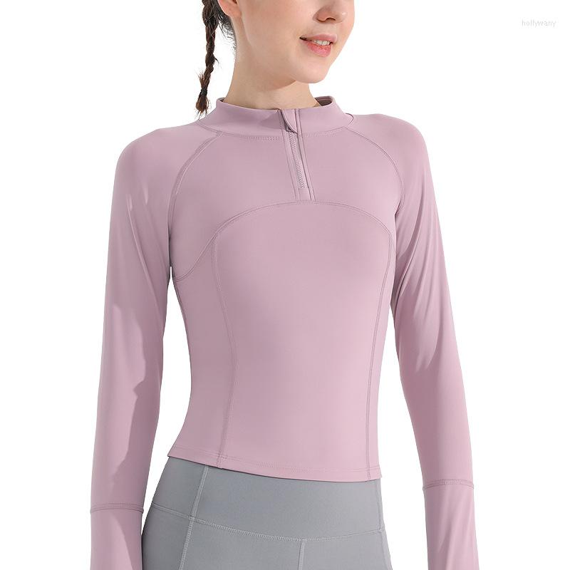 

Active Shirts Women' Sports Yoga Clothes Jacket Slim Fitness Long Sleeve Half Zipper Quick Dry Breathable Top, Black