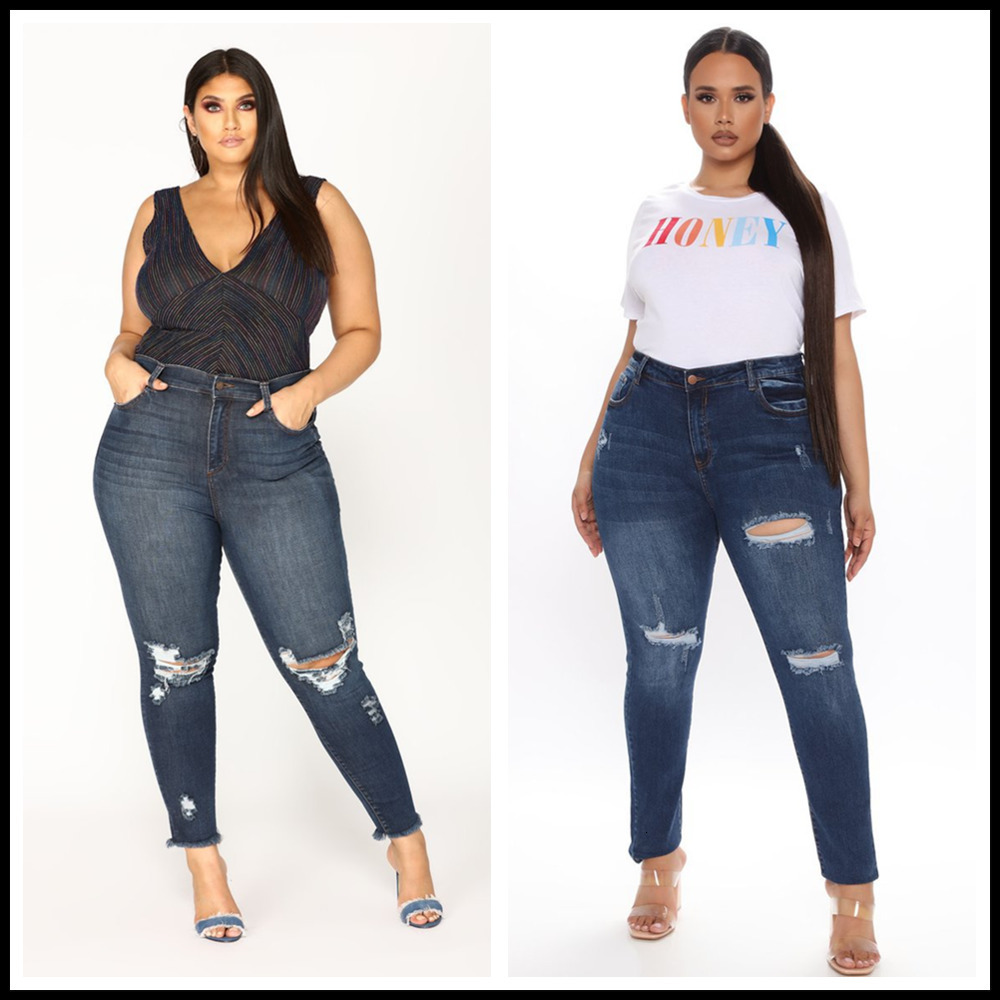 

Women s Jeans Women Plus Size Fashion High Waist Ripped Stretch Skinny Denim Pencil Pants Spring Autumn Trousers L 4XL 221206, 803p