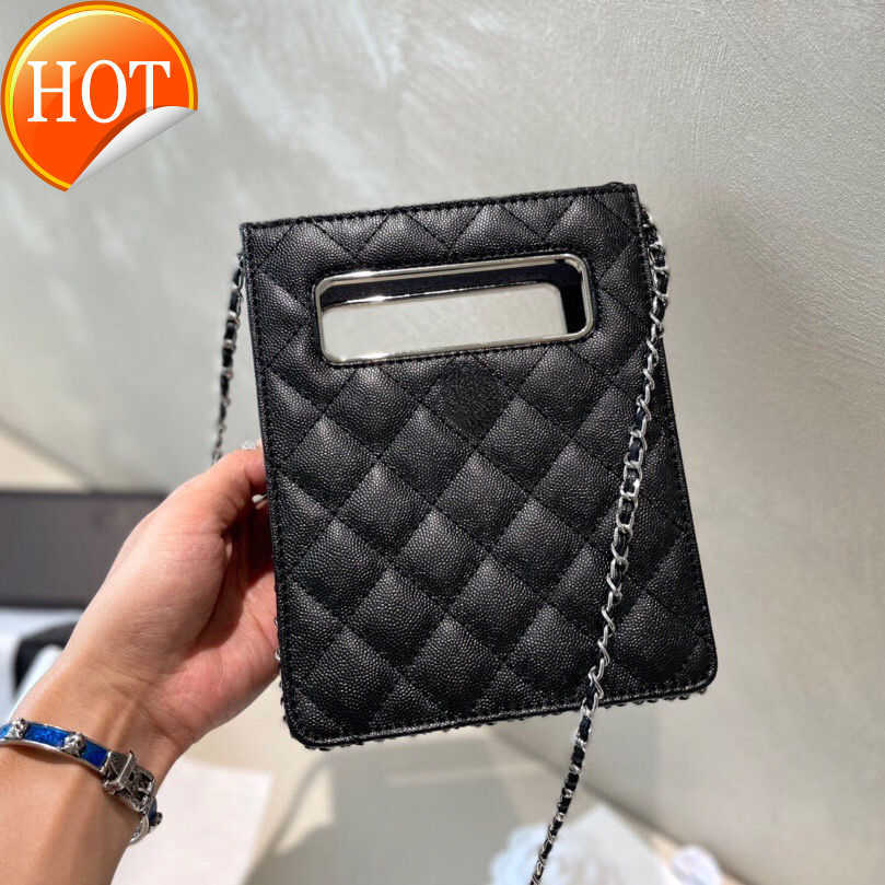 

Women's Luxury Designer Hand Bill Shoulder Bags 2023 New Dinner Small Square Bag Texture Pavilion Chain Hollow Single Shoulder Handbags Factory Direct Sales, Black