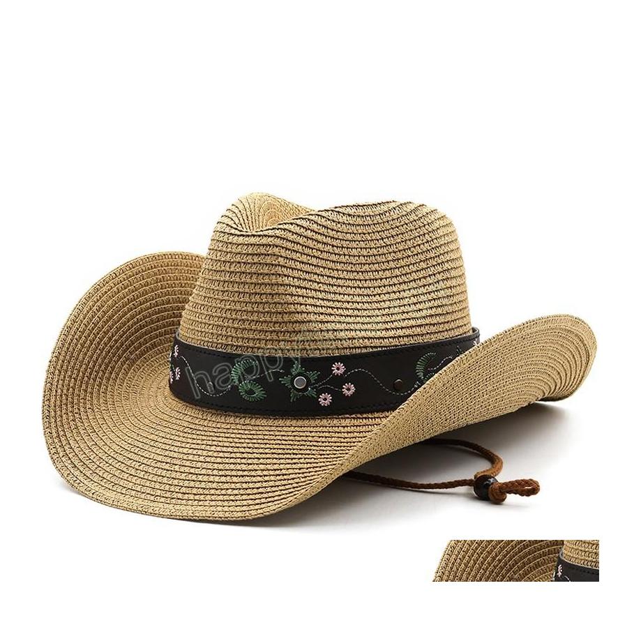 

Wide Brim Hats Bucket Hats Summer Beige Western Cowboy Hat Men Women Wide Brim Hats Sombrero Hombre Chapeau Femme St Sun Outdoor J Dhsbz
