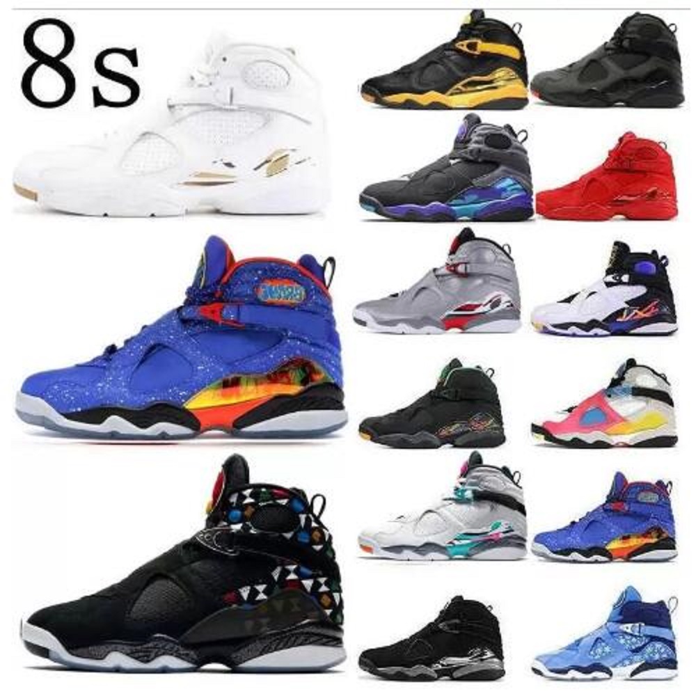 

Basketball Shoes Trainers Sneakers White Aqua Black Chrome Mens Raid Cool Grey Jumpman 8 8S Women Men Taxi Rui Hachimura Quai 54 Three Peat Size 36-47, #19