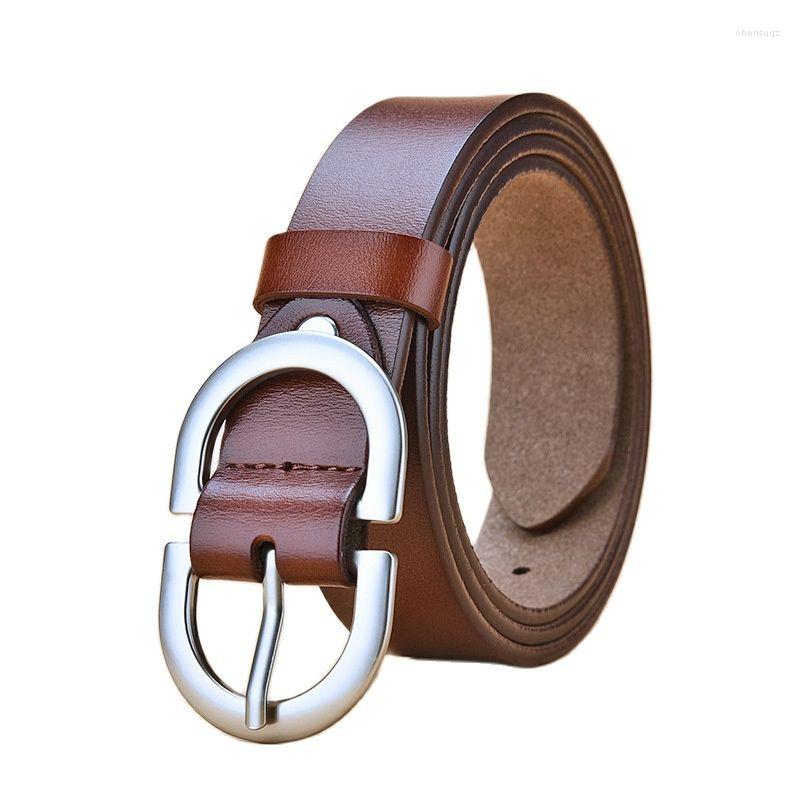 

Belts Genuine Leather Belt Women's Versatile Vintage Cowhide Jeans Pin Buckle, Blue