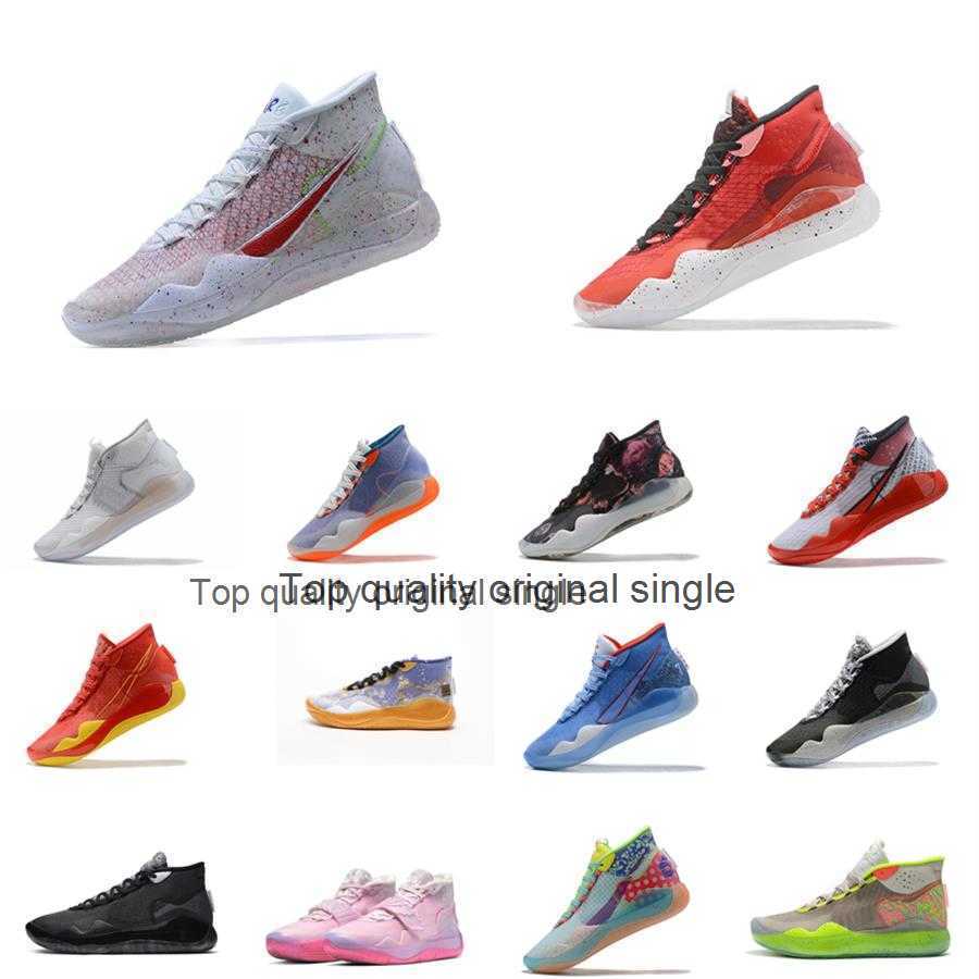 

Mens KD 12 shoes youth kids Kevin Durant 12s xii sneakers tennis for Aunt Pearl Pink Red White Black Cement Glow in dark ASW 2311