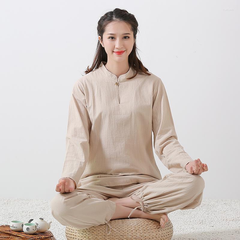 

Women' Two Piece Pants Women Yoga Uniform 4 Colors Cotton Linen High Quality Tai Chi Wushu Clothing For Adults Martial Arts Wing, White