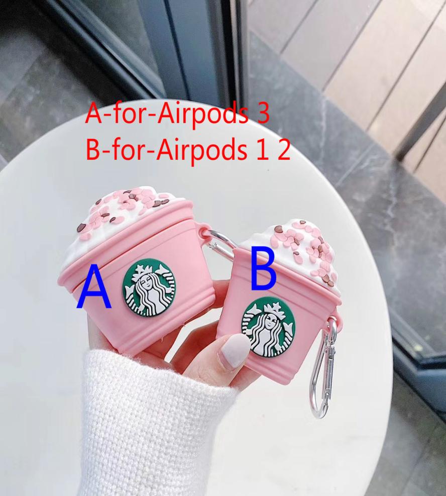 

Pink milk tea cup earphone cases For Airpods Pro 2 1 Starbucks logo pattern Silicone Cover Strap with Finger Ring9067505