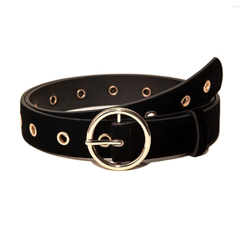 

Belts Women Solid Round Buckle Black Hole Casual 2022 Fashion Versatile Suede Elegant