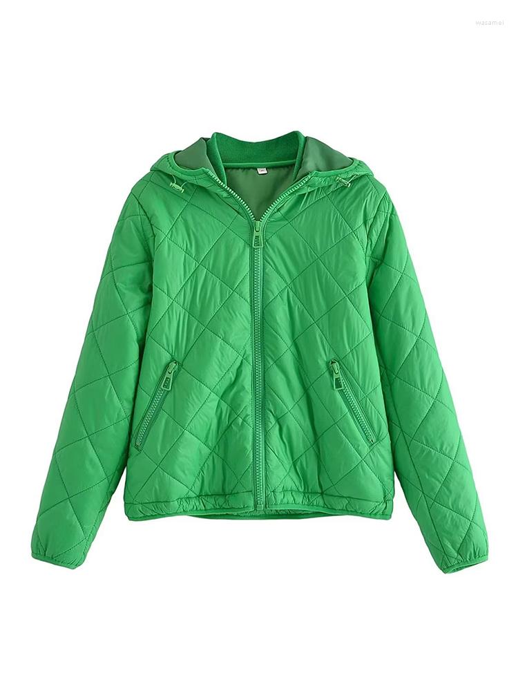 

Women's Jackets Women's Fall 2022 Casual Fashion Chic Hooded Seam Jacket Vintage Lapel Long Sleeve Zip Loose Solid Top Muje, Green