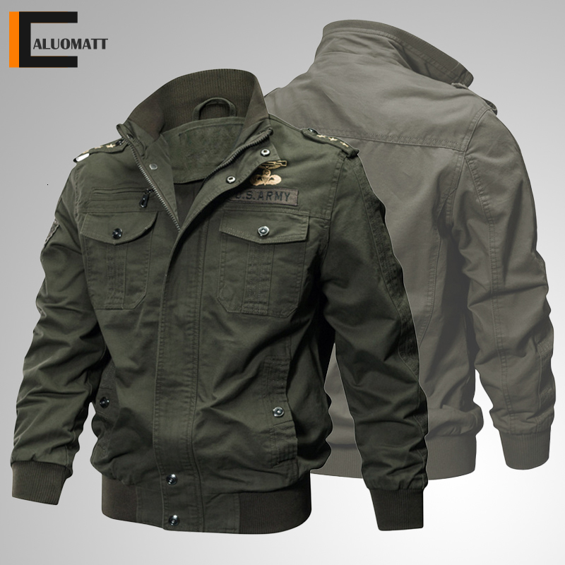

Men' Jackets Military Tactical Casual Zipper Army Pilot Bomber Jacket Men Stand Collar Cargo Male Outerwear 6XL 221206, Mg9931green