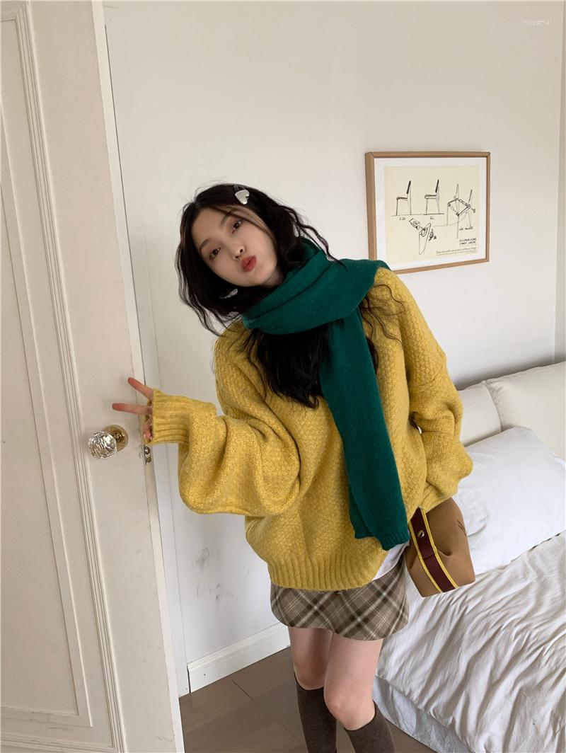 

Women's T Shirts GBB1644 Autumn And Winter 2022 Relaxed Slouchy Round Neck Pullover Design Long Sleeve Knitted Sweater Women, Black