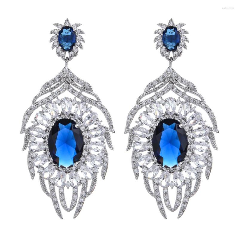 

Stud Earrings Fashion Luxury Exaggerated Oval Zircon Suitable For Bride Wedding Party Tassels Shiny Jewelry