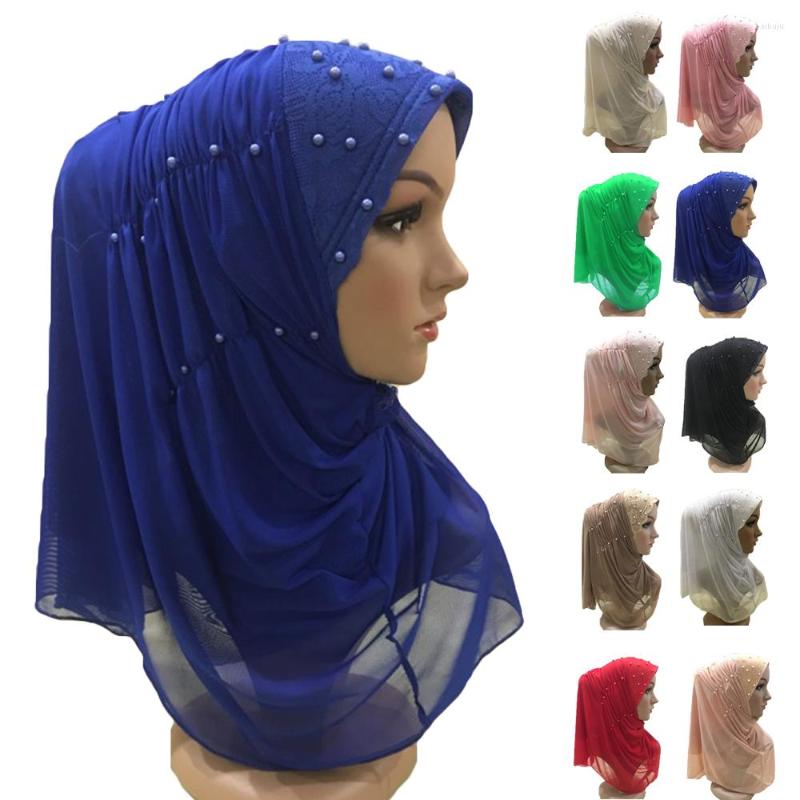 

Ethnic Clothing Two Layers Net Muslim Amira Hijab With Beads Islamic Scarf Head Wrap Headscarf Prayer Hat Women Full Cover Lace Bandanas