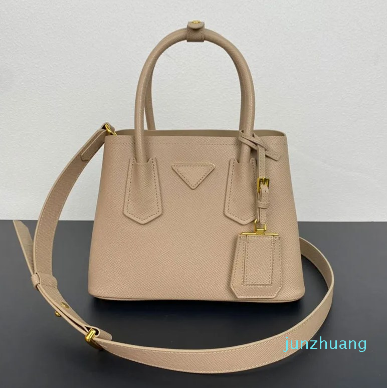 

Designer -Bag Handbags Women Saffiano Leather Totes Bags Fashion Triangle Hardware Letters Shoulder Bags Nylon Lining Removable Leathers Bottom Rivet Purs