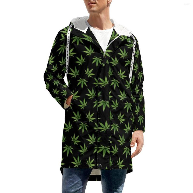 

Men' Trench Coats Green Thick Casual Men Large Leaf Print Classic Winter Jackets Retro Custom Waterproof Parkas Plus Size 5XL, Style