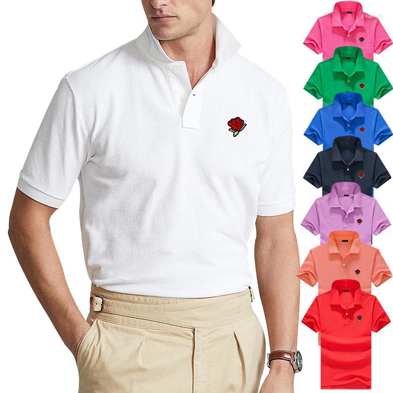 

Men' Polos Top Quality Summer Floral -Design Mens Shirts Cotton Short Sleeve Homme Casual Clothing Male Tops -5XL 811, Royal blue