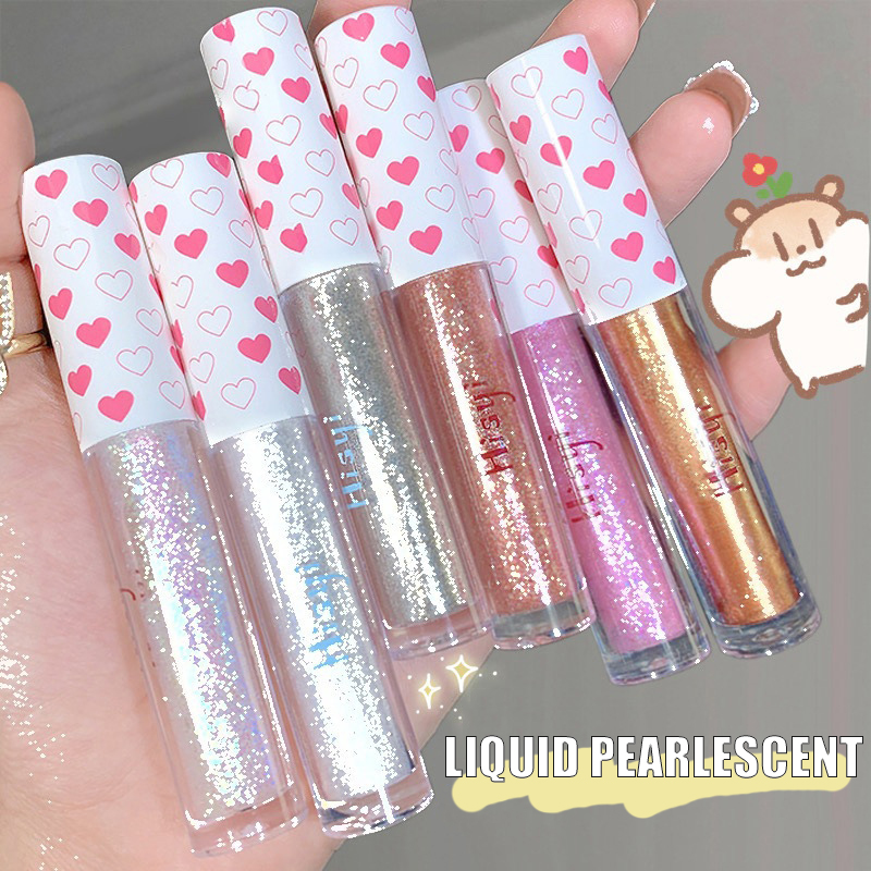 

6 Colors Glitter Liquid Eyeshadow Highlighter Waterproof Pearlescent Shiny Eye Shadow Sequins Lying Silkworm Makeup Beauty Tool, 01