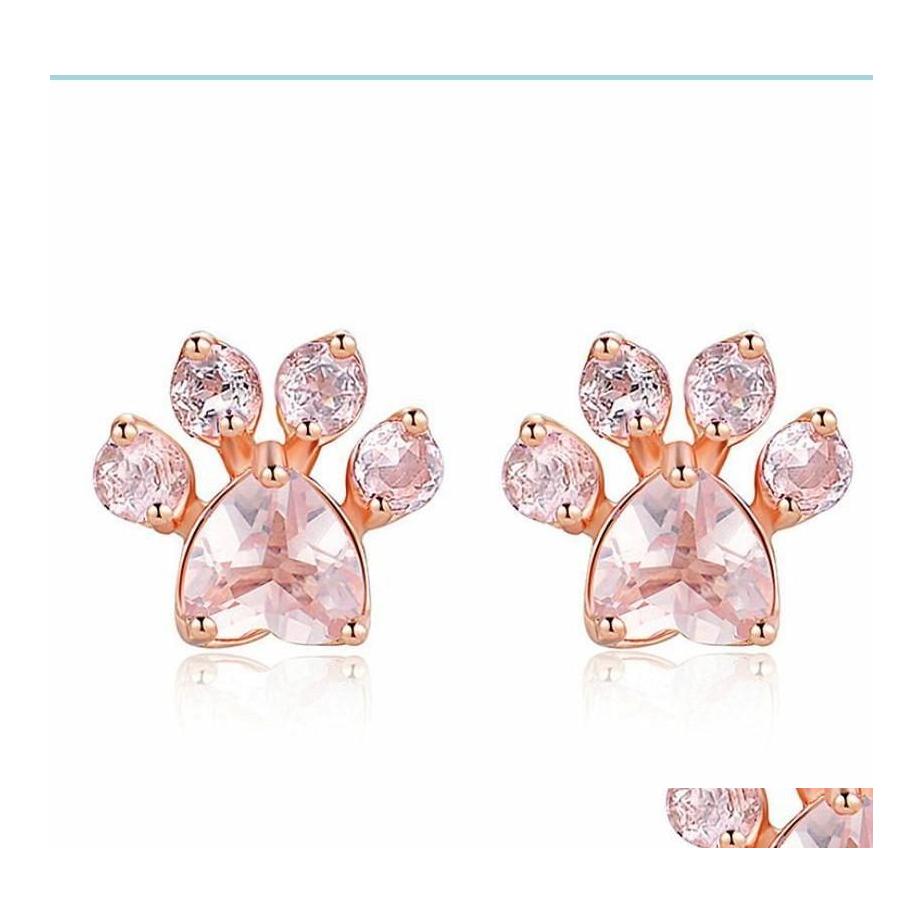 

Stud Stud Trendy Cute Cat Paw Earrings For Women Fashiong Rose Gold Earring Pink Claw Print Bear And Dog Drop Delivery 2021 Mjfashio Otbw4
