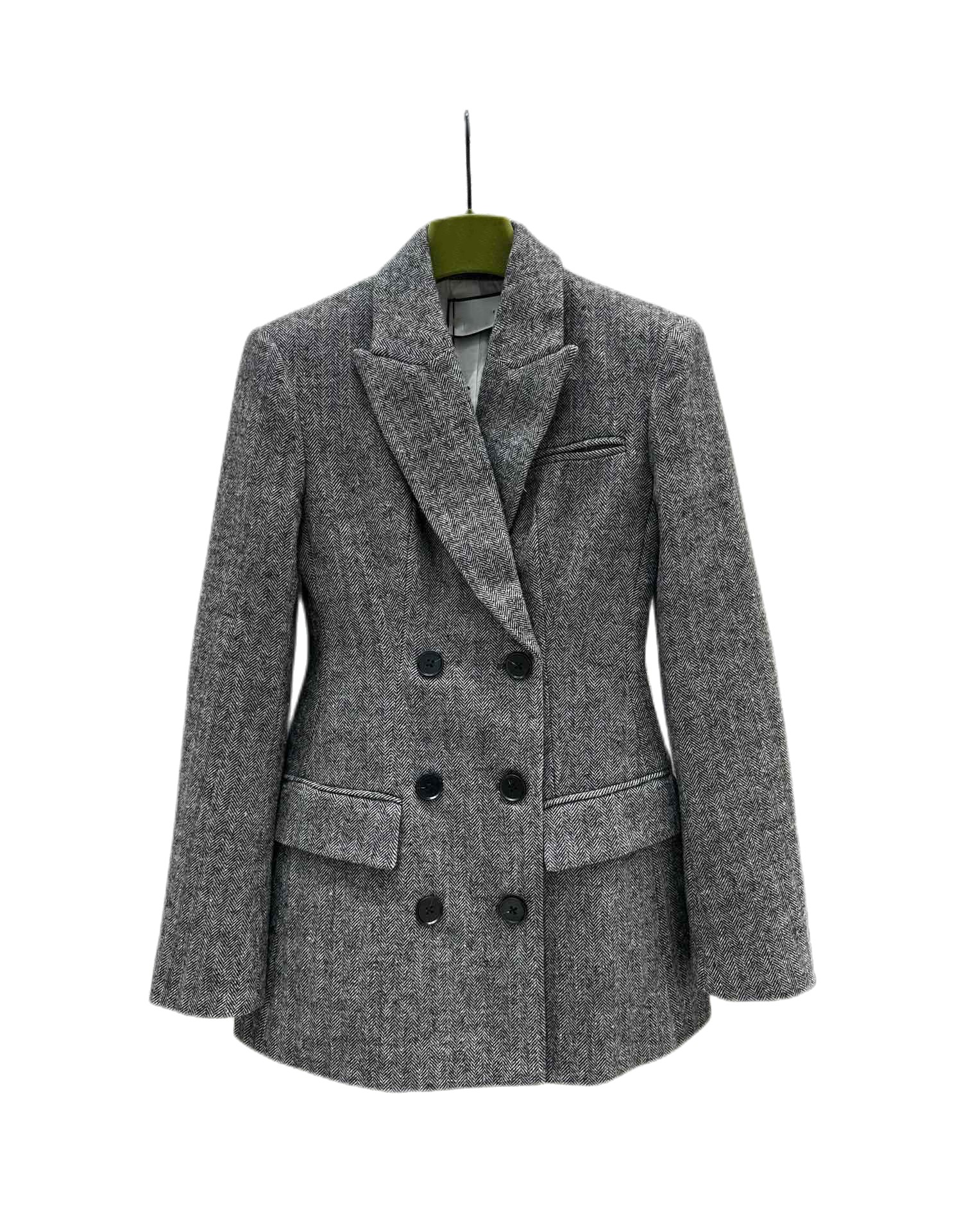 

23 New high-grade gray herringbone texture is very wide and stylish waist closing suit
