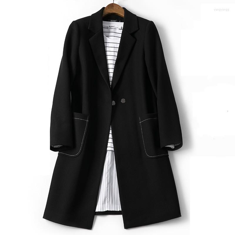 

Women' Trench Coats Women 2022 Spring Autumn Casual Loose Suit Black Coat Wild Long Windbreakers Fashion PR093
