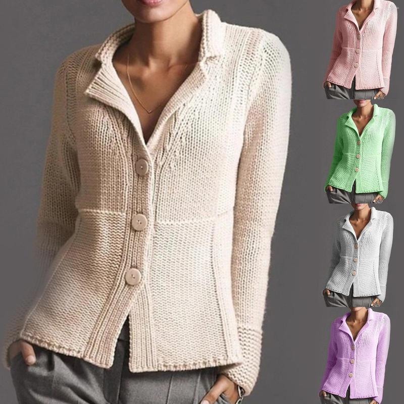 

Women's Knits Braided Cardigan Jacket Pullover Ladies Coat Autumn Winter Women V Neck Knitted Sweater Long Sleeve Button, Purple