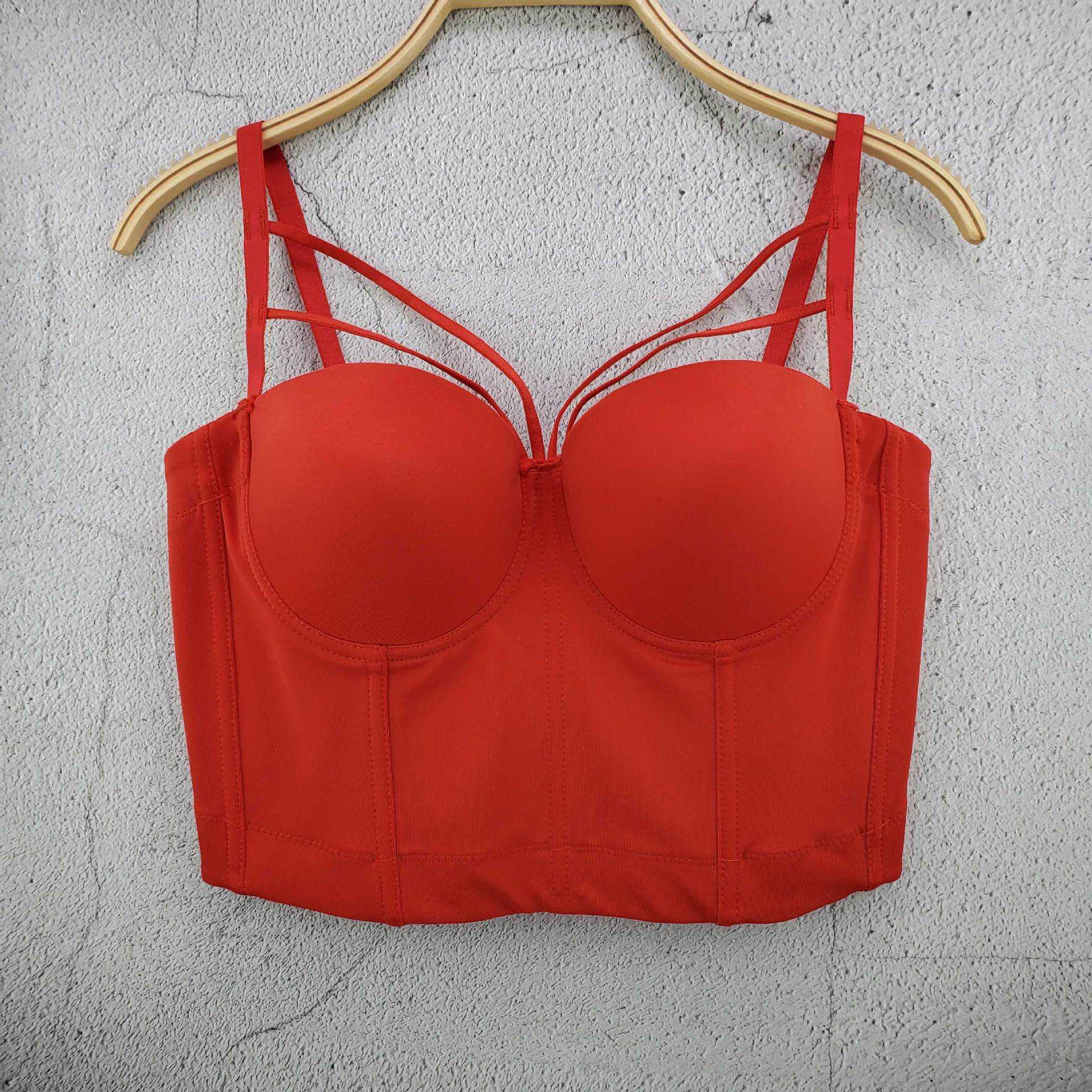 

New style versatile cotton steel ring breasted summer bra vest style bra, White