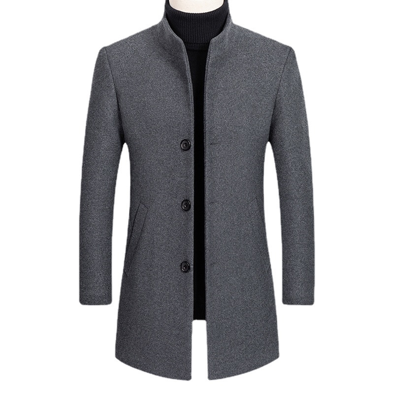 

Men's Wool Blends Autumn Winter Oversized Woolen Blend Coat Male Long Windbreaker Jacket Cotton Thick Warm Men Gray Mens Overcoat 3XL 4XL 221206, Navy blue