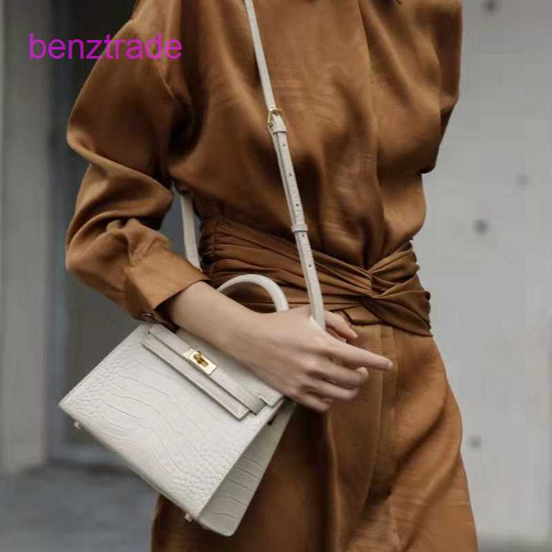 

Herme Kely bags for women online shop Second generation Mini crocodile pattern head layer leather hand 2022 new single shoulder Cr 71OY, Green4