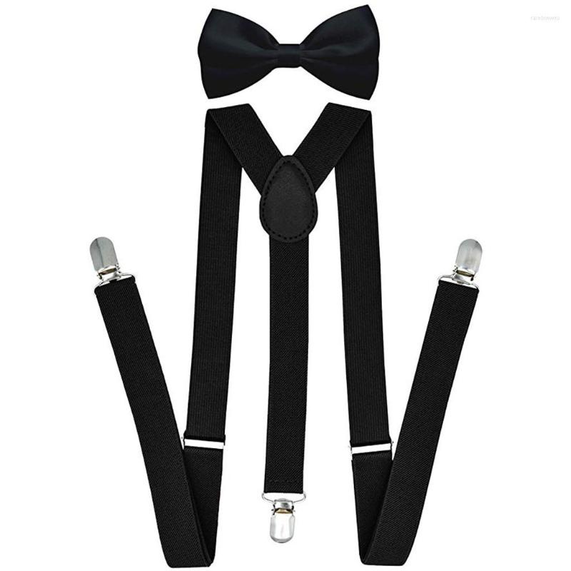 

Bow Ties Design Fashion Solid Suspenders For Men With Bowtie Set Boys Women Adults Adjustable Elastic Tie Gift
