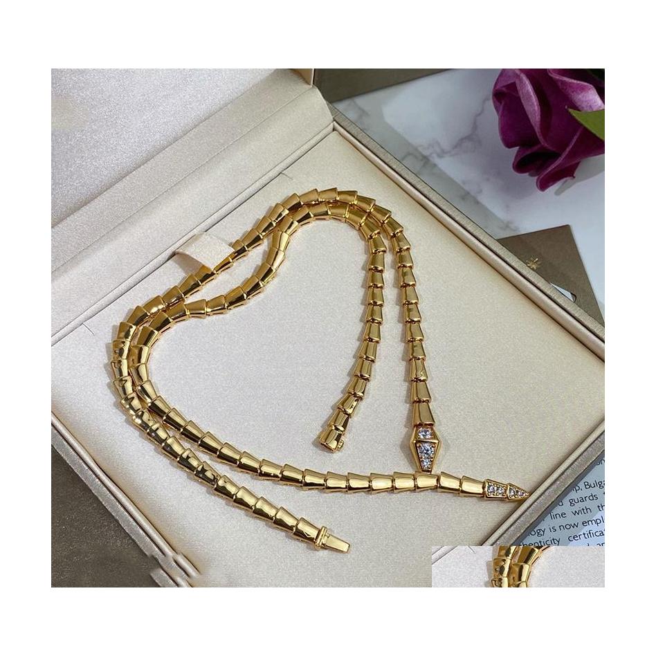 

Pendant Necklaces Choker 2022 Top Brand Pure 925 Sterling Sier Jewelry Women Rose Gold Snake Diamond Pendant Necklace Lovely Fine Lu Dhcwx