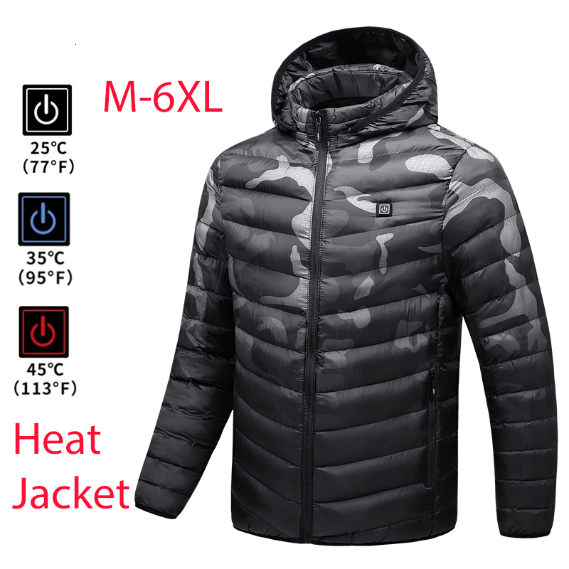 

Men's Jackets Men Waterproof Heated USB Winter Outdoor Electric Heating Warm Sprot Thermal Coat Clothing Heatable Cotton 221206, Camouflage gray