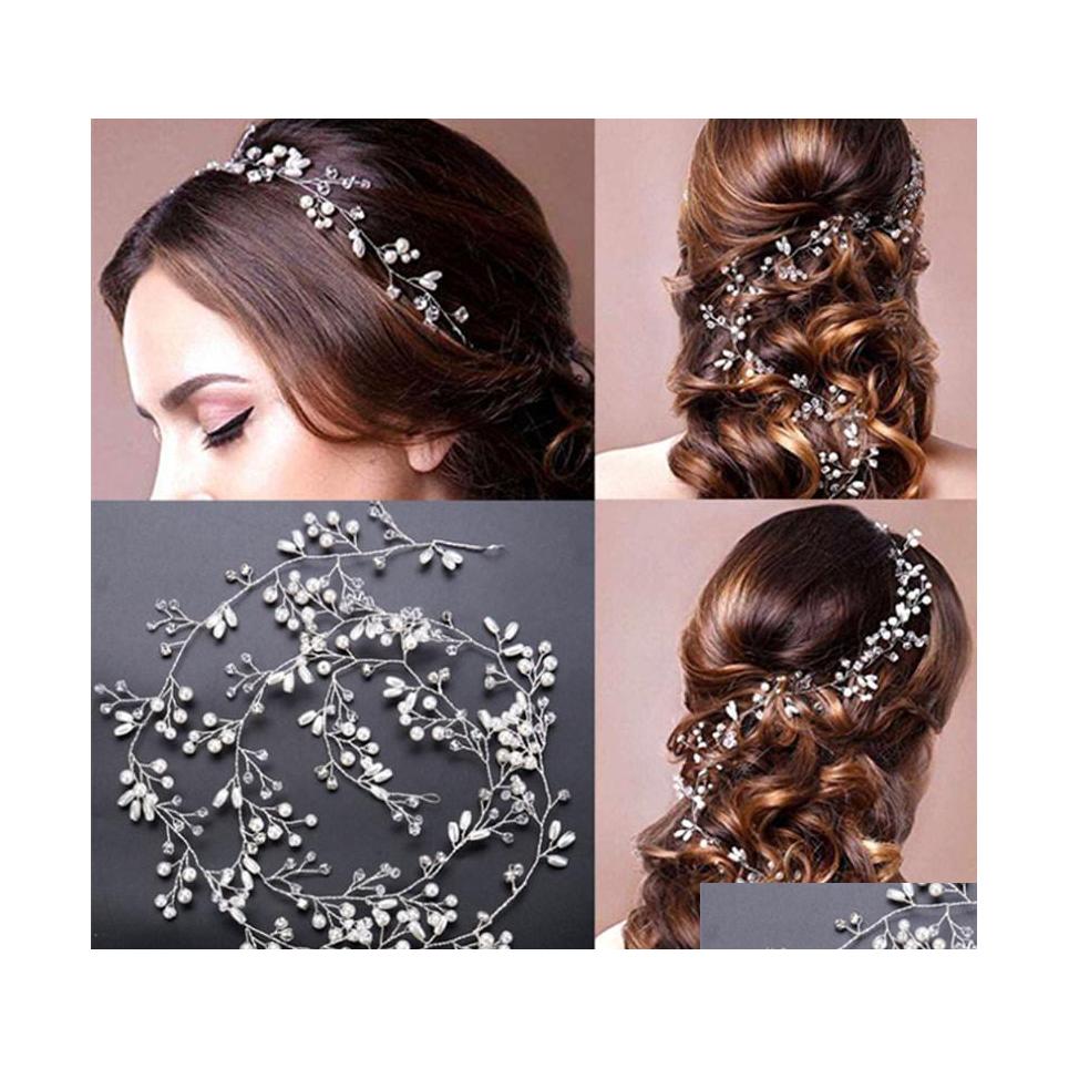 

Wedding Hair Jewelry Women Pearl Wedding Headwear Girls Hair Vine Crystal Bridal Diamante Headbands Accessories Cosplay Party Headpi Dhowu