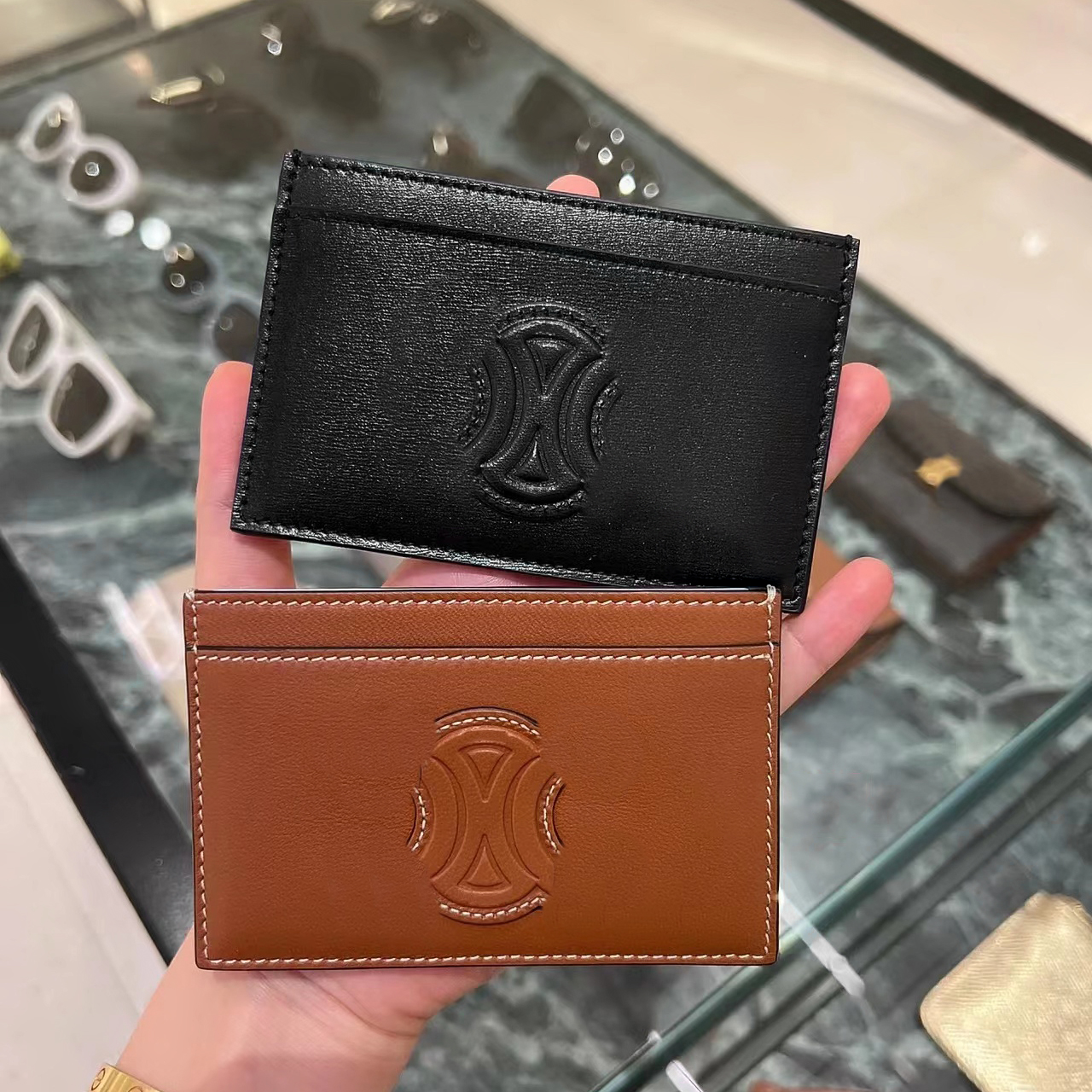 

Luxurys Designer Card Holder luxury cowhide Coin Purses Purses Credit Fashion classic Womens Clutch Mens Wallets handbag Printed logo Mini Wallet Bags cards case, He-grey