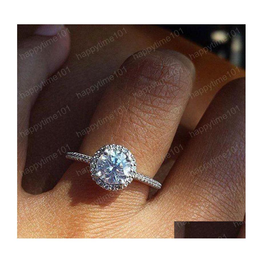 

Solitaire Ring Fashion Gemstone Diamond Ring Bride Engagement Wedding Rings Designer Jewelry Women Christmas Gift Drop Delivery Dhis2