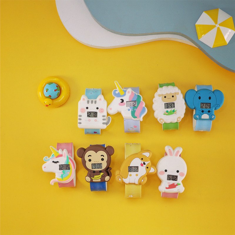 

Baby Learn Time Toy Children's Slap Watch 3D Cartoon Slap Bracelet Clock LED Digital Colorful Band Kids Watches for Boys Girls Birthday Gifts Montre Enfant, Leave a message about pattern number