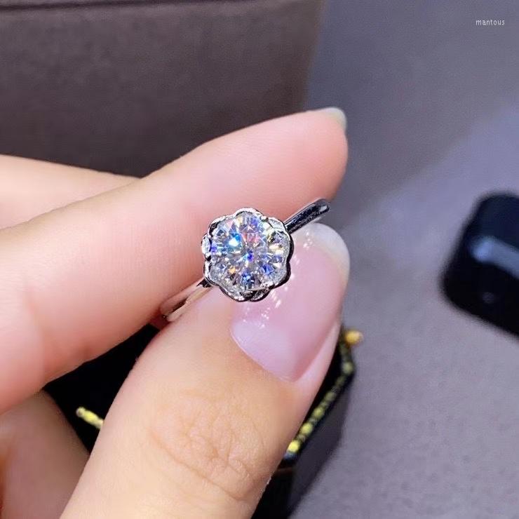 

Cluster Rings 2022 Crackling Moissanite Ring For Women Jewelry Engagement Wedding 925 Silver Birthday Gift