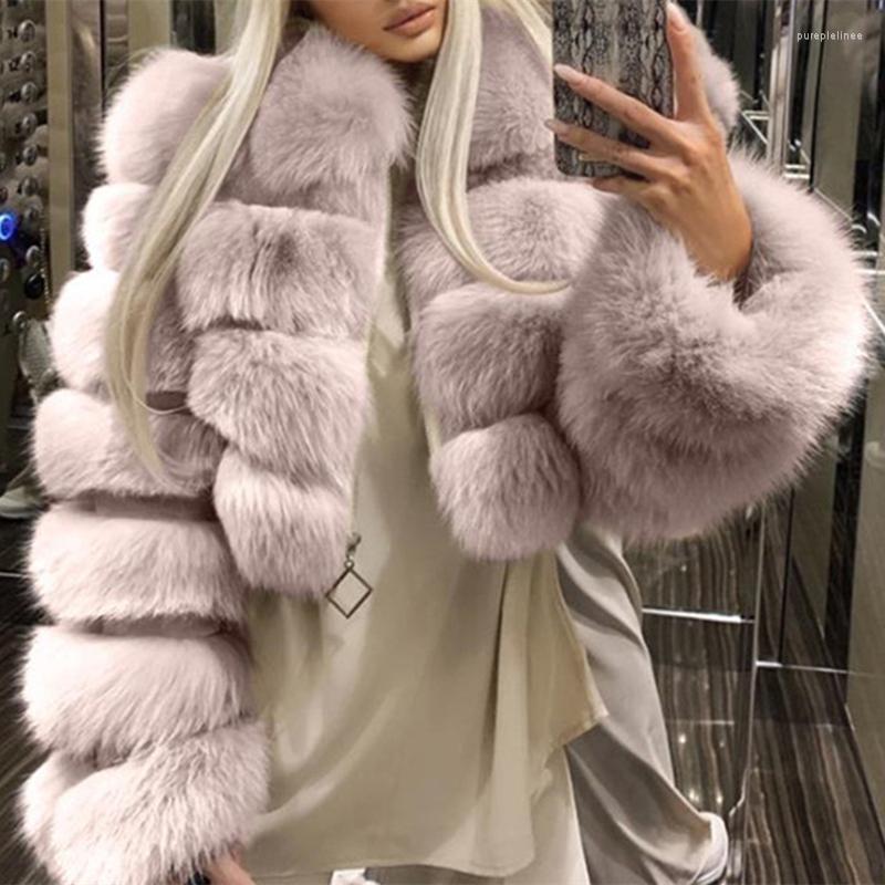 

Women' Fur European And American Luxury Women' Short Section Sleeves Faux Jacket Black White Red Winter Warm