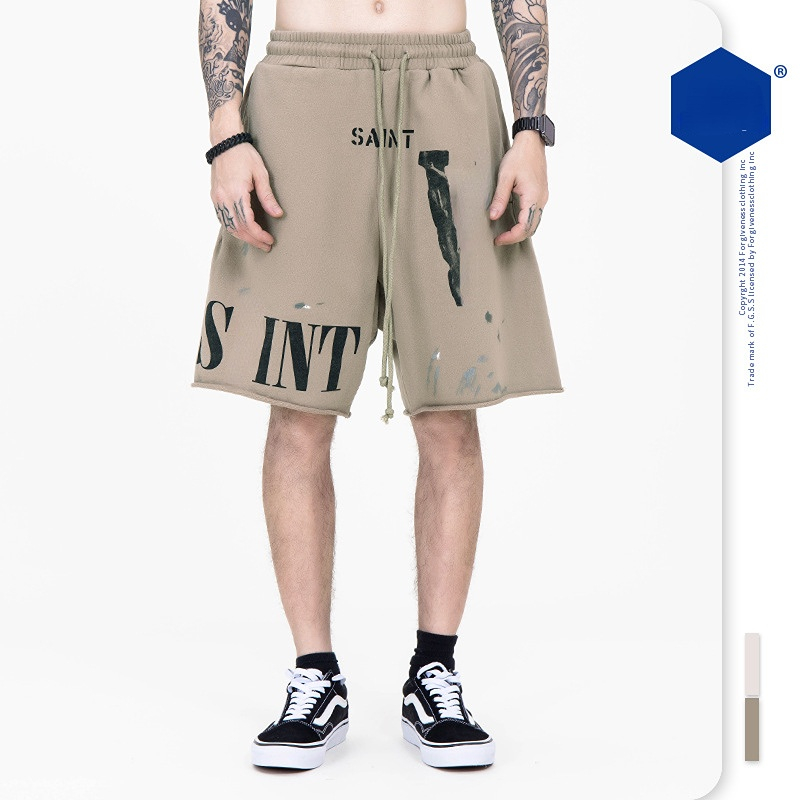 

Mens Shorts High Street Letter Printed Sport Shorts Casual Joggers Pants Hip Hop Sweatpants, Apricot