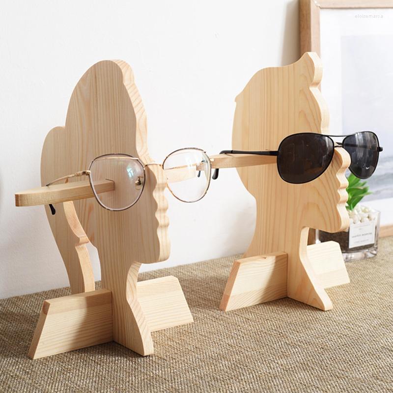 

Jewelry Pouches Wooden Glasses Display Shelf Wood Sunglasses Bracket Cabinet Woman Man For Spectacle Frame Props Decorative Supplies