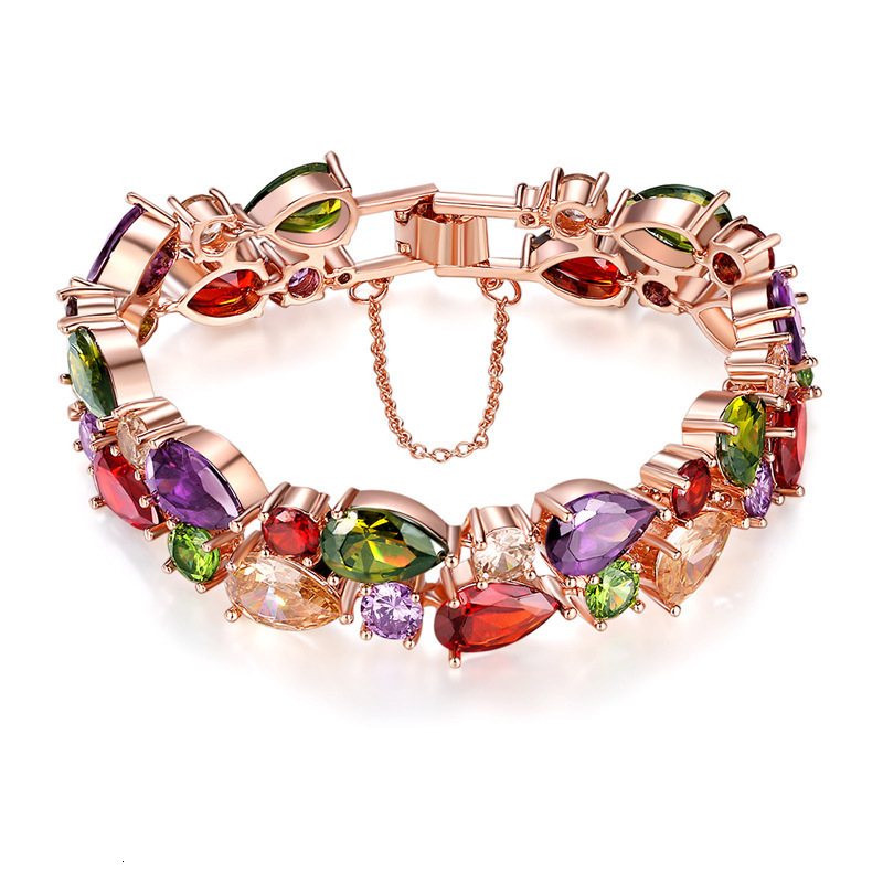 

Chain HUAMI Rose Gold Bracelet for Women Bangle Fine Jewelry Charms Colorful Shine Zircon Ins Luxury Bracelet Pulseras Mujer 221206