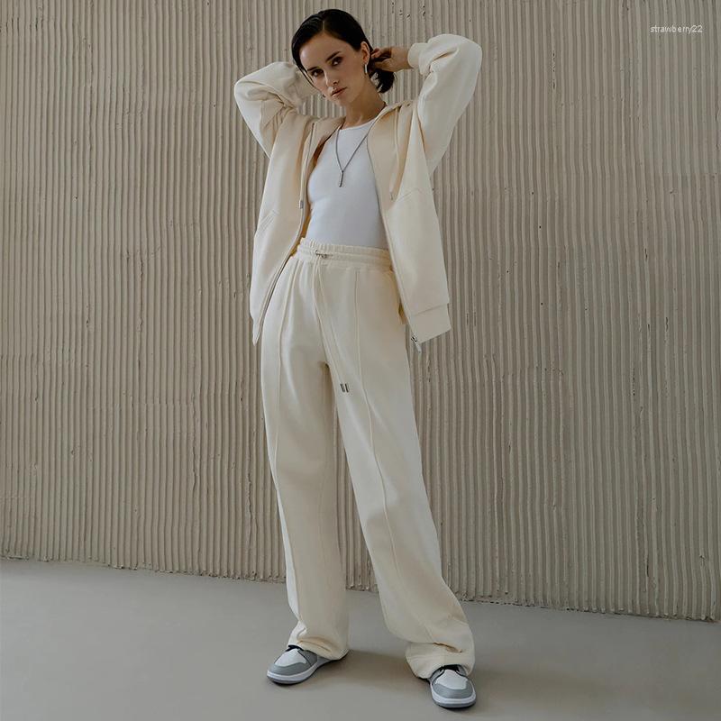 

Women's Two Piece Pants Casual Hoodies Women Suit Autumn Zipper Sweatshirt High Waist Drawstring Female Set Fashion Loose Lady Outfits, Blue