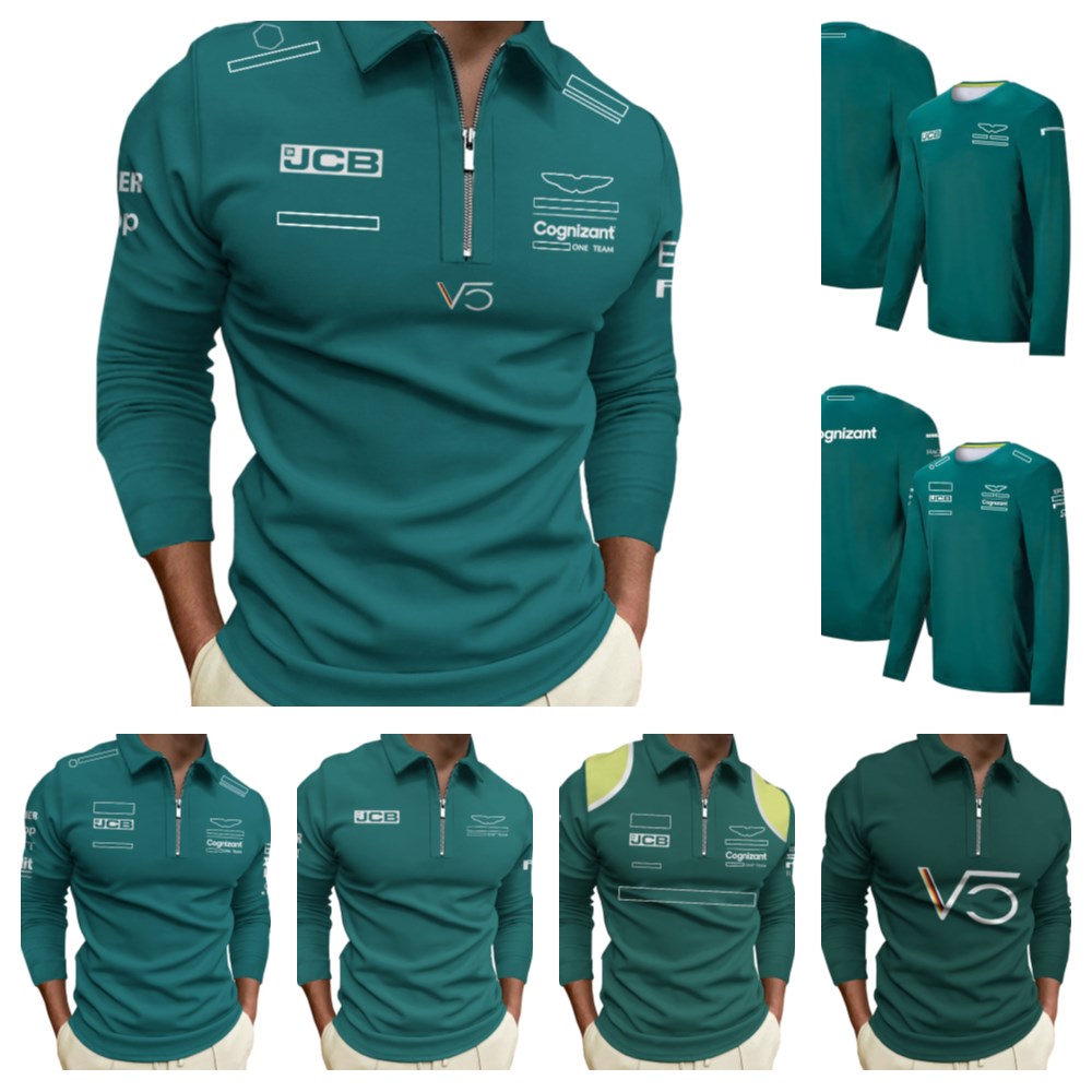 

2022 New F1 Long Sleeve T-shirt Formula One Team Zipper POLO Shirt Outdoor Plus Size Fast Dry Racing Suit