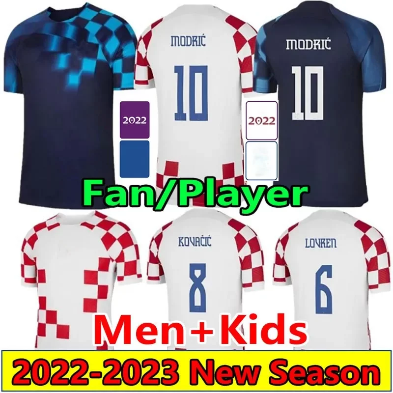 

2022 Croacia MODRIC soccer jerseys fans player PERISIC Kramaric 22 23 Croatias football shirt KOVACIC MAJER LIVAJA LOVREN PETKOVIC Men kit Kids set uniforms, Player 22-23 away +patch