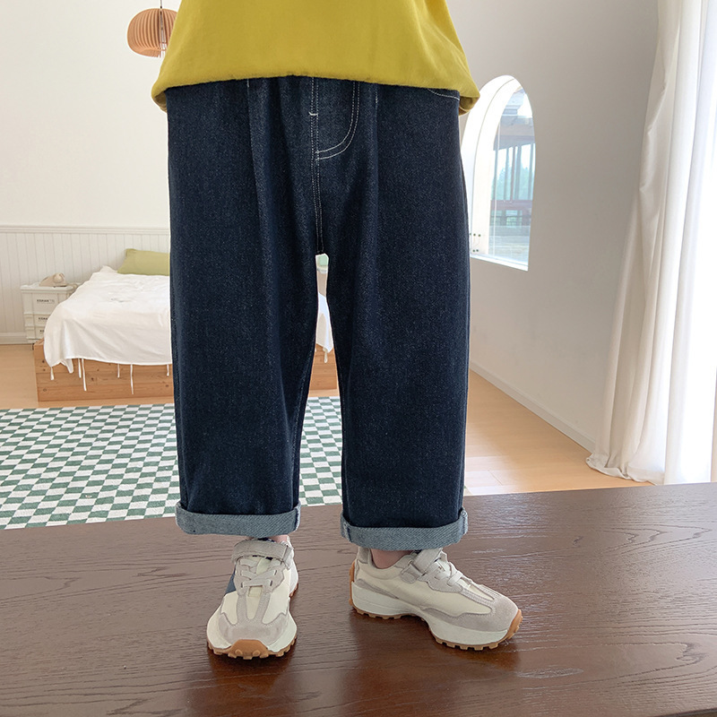 

Trousers Autumn Boys fashion loose straight jeans children solid color casual denim pants 2 7Y 221207, Blue