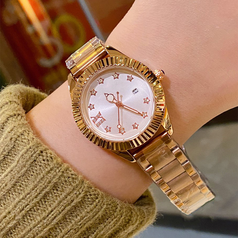 

Women Watch Watches Quartz Movement Watches 31mm Bezel Stainless Steel Strap Montre De Luxe Wristwatch For Woman Waterproof Diamond, Color3