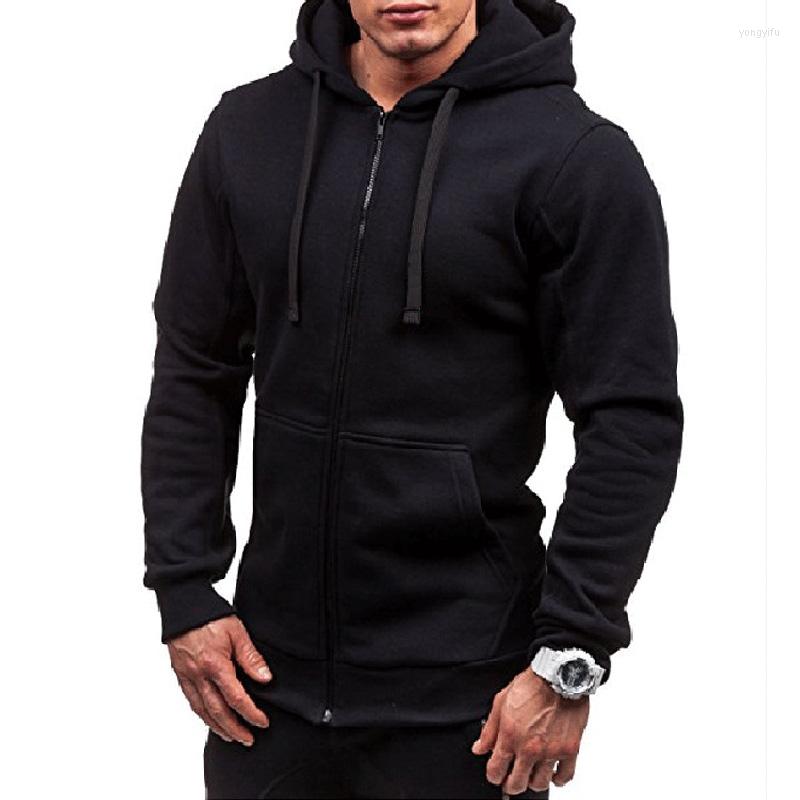 

Men's Hoodies Plus Size Tracksuit Autumn Winter Drawstring Pocket Hooded Sweatshirt Long Sleeve Zip Slim Coat Male Jacket, Black