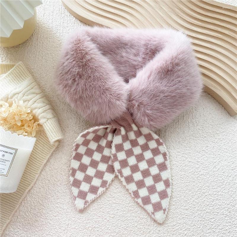 

Scarves Luxury Winter Collar Coat Women Scarf Warm Hairy Soft Shawl Hood Fur Decor For Jackets Multi Color Female D075