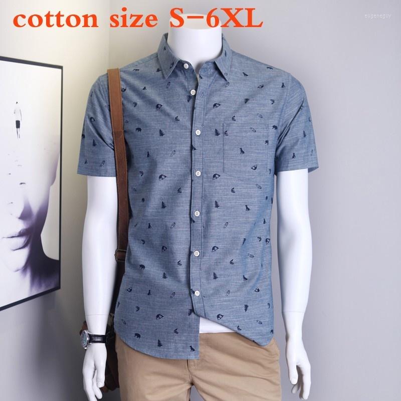 

Men' Casual Shirts Arrival Fashion Summer Cotton Printed Short Sleeved Men Youth Large Size SMLXL 2XL 3XL 4XL 5XL 6XL, T195